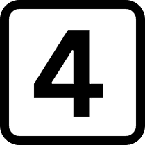 Schwarze Zahl 4 im Viereck