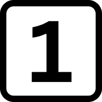 Schwarze Zahl 1 im Viereck